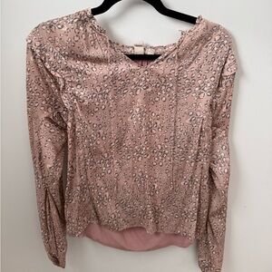 dolan Dusty Pink Leopard-Print Long Sleeve Top